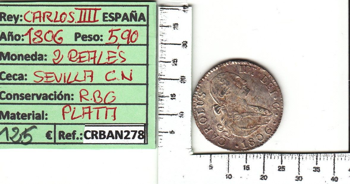 imagen-13-14331.jpg CRBAN278 MONEDA 2 REALES 1806 CARLOS IV SEVILLA - Imagen 1