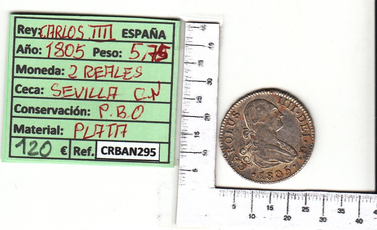 imagen-13-14340.jpg CRBAN295 MONEDA ESPAÑA 2 REALES 1805 CARLOS IV SEVILLA - Imagen 1