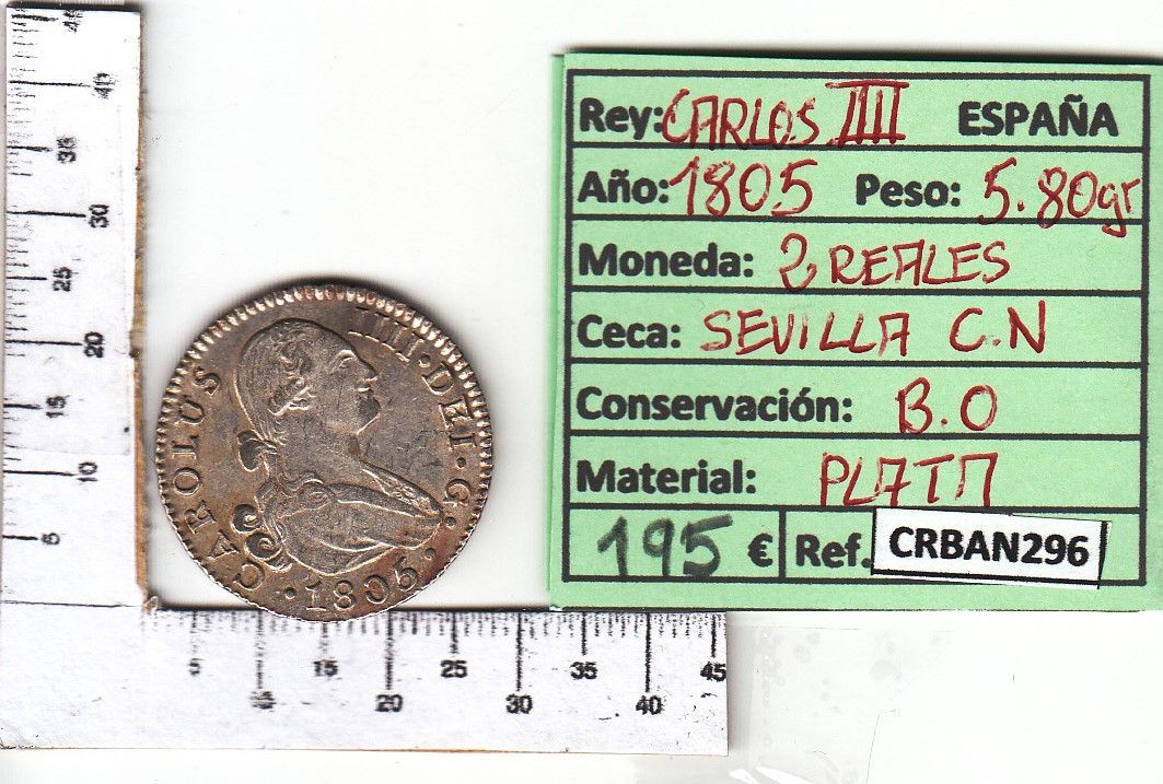 imagen-13-14341.jpg CRBAN296 MONEDA ESPAÑA 2 REALES 1805 CARLOS IV SEVILLA - Imagen 1