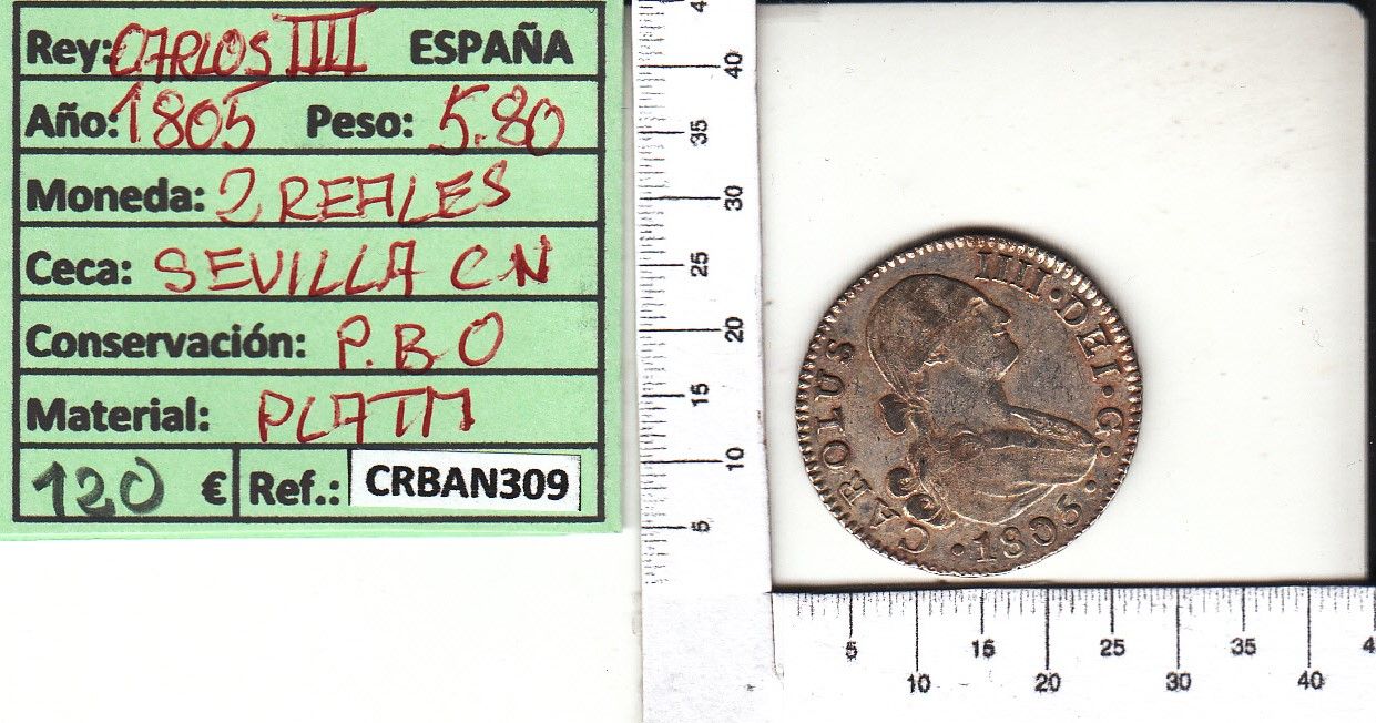 imagen-13-14348.jpg CRBAN309 MONEDA ESPAÑA 2 REALES 1805 CARLOS IV SEVILLA - Imagen 1