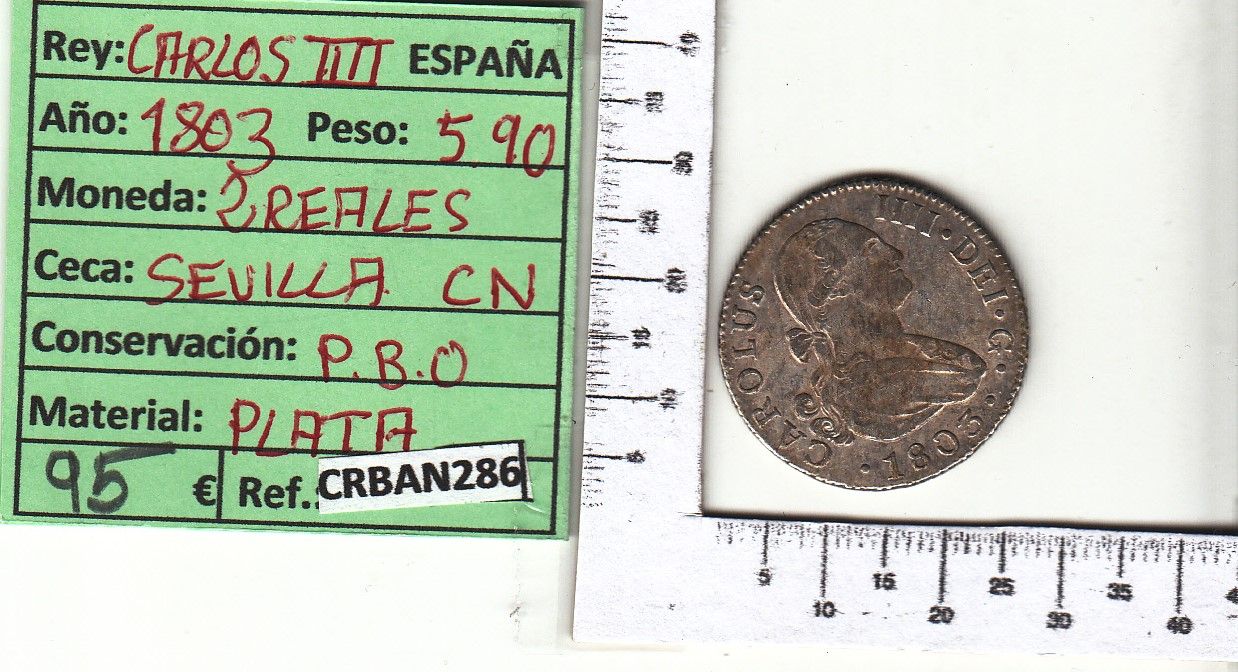 imagen-13-14373.jpg CRBAN286 MONEDA ESPAÑA 2 REALES 1803 CARLOS IV SEVILLA - Imagen 1