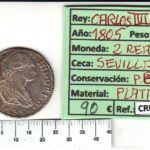 CRBAN302 MONEDA ESPAÑA 2 REALES 1805 CARLOS IV SEVILLA