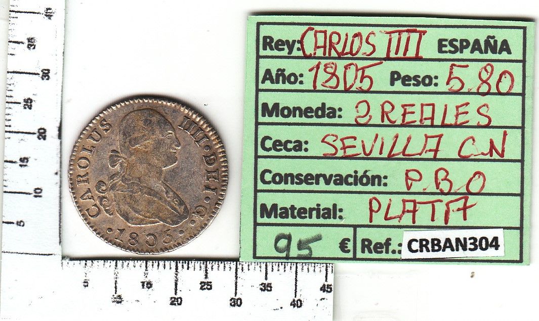 imagen-13-14379.jpg CRBAN304 MONEDA ESPAÑA 2 REALES 1805 CARLOS IV SEVILLA - Imagen 1