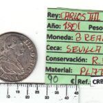 CRBAN316 MONEDA ESPAÑA 2 REALES 1801 CARLOS IV SEVILLA