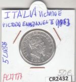 CR2432 MONEDA ITALIA 1 LIRA 1863 PLATA