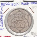 CR2449 MONEDA MARRUECOS 5 DIRHAMS 1329 PLATA