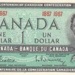 CRBX0308 BILLETE CANADA 1 DOLAR 1967 SIN CIRCULAR