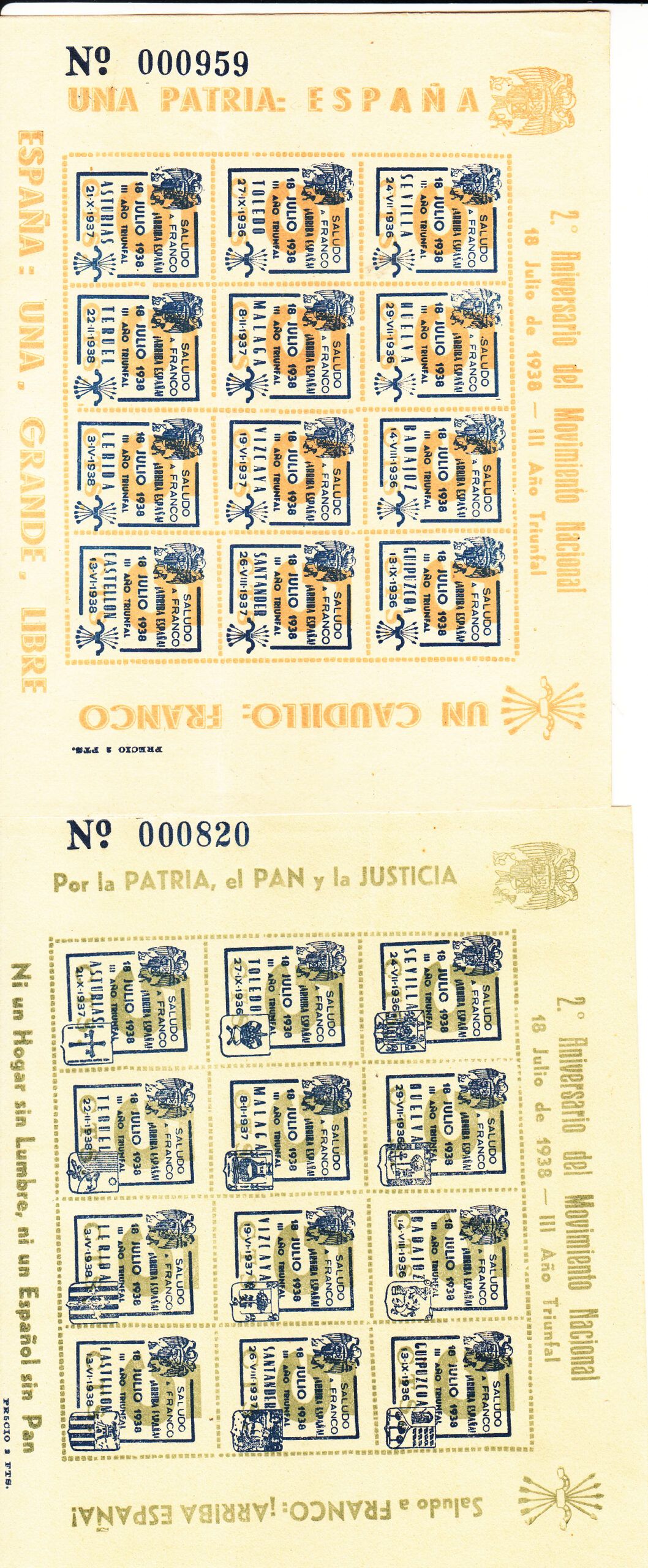 imagen-13-15068.jpg CRSPA016 ESPAÑA VIÑETAS PATRIOTICAS 2 HB 2º AÑO TRIUNFAL XX SIN CHARNELA - Imagen 1