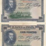 CRBS0913 PAREJA CORRELATIVA BILLETES ESPAÑA 100 PESETAS 1925 MBC