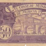 CRBL0075 BILLETE ESPAÑA CONSEJO MUNICIPAL MURCIA 50 CTS CON ROTURA