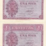 CRBS0959 PAREJA CORRELATIVA BILLETES ESPAÑA 1 PESETA 1937 SERIE E SIN CIRCULAR