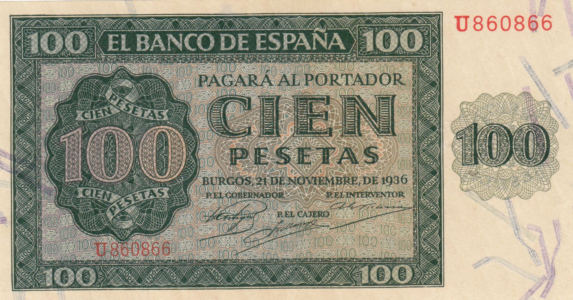 imagen-13-15576.jpg CRBS0963 BILLETE ESPAÑA 100 PESETAS 1936 MBC+ - Imagen 1
