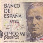 CRBS1029 BILLETE ESPAÑA 5000 PESETAS 1979 USADO ERROR COLOR
