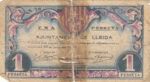 CRBL0093 BILLETE ESPAÑA LOCAL LLEIDA 1 PESETA 1937 MC