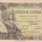 CRBS1091 BILLETE ESPAÑA 1 PESETA 1945 SERIE I SUCIO