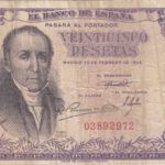 CRBS1114 BILLETE ESPAÑA 25 PESETAS 1946 SIN SERIE USADO