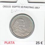 CR3115 MONEDA EGIPTO 10 PIASTRAS 1957 MBC PLATA