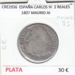 CRE2936 MONEDA ESPAÑA CARLOS IV  2 REALES 1807 MADRID AI PLATA