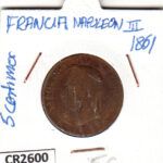 CR2600 MONEDA FRANCIA NAPOLEON III 5 CENTIMOS 1861 BC