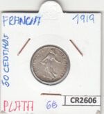 CR2606 MONEDA FRANCIA 50 CENTIMOS 1919 PLATA MBC