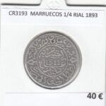 CR3193 MONEDA MARRUECOS 1/4 RIAL 1893 MBC PLATA