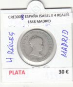 CRE3008 MONEDA ESPAÑA ISABEL II 4 REALES 1848 MADRID PLATA