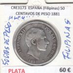 CRE3173 MONEDA ESPAÑA (Filipinas) 50 CENTAVOS DE PESO 1881 MBC PLATA