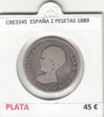 CRE3345 MONEDA ESPAÑA 2 PESETAS 1889 BC PLATA
