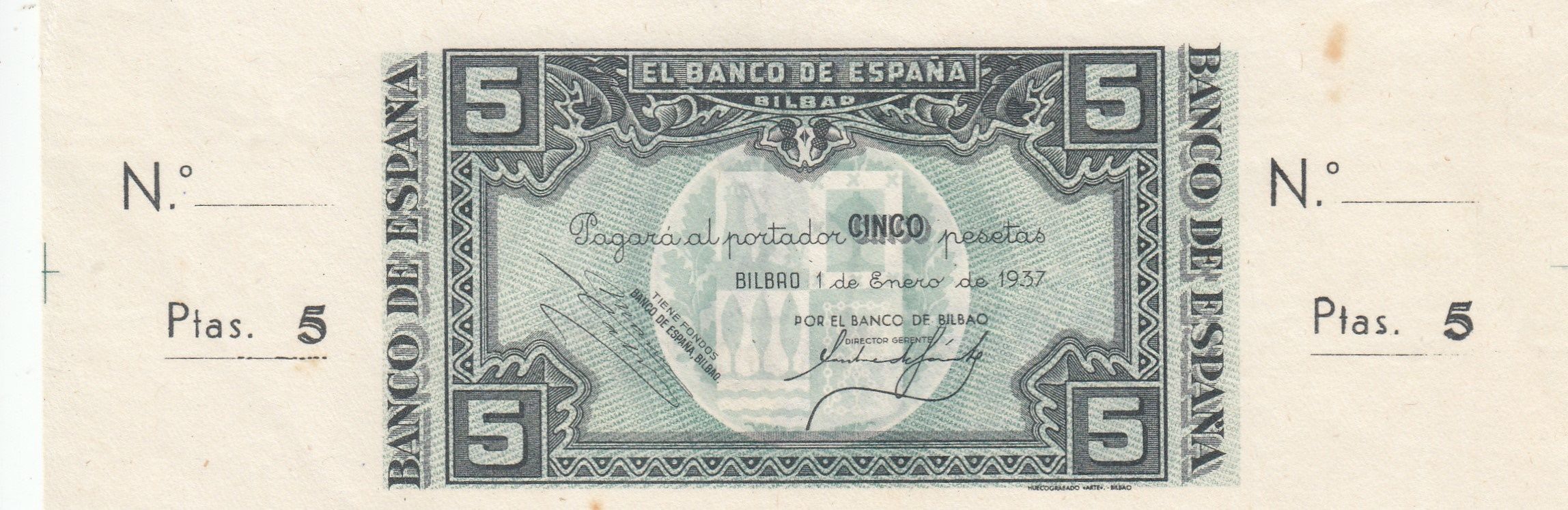 imagen-13-16481.jpg CRBL0192 BILLETE ESPAÑA BILBAO 5 PESETAS CON MANCHAS SIN CIRCULAR - Imagen 1