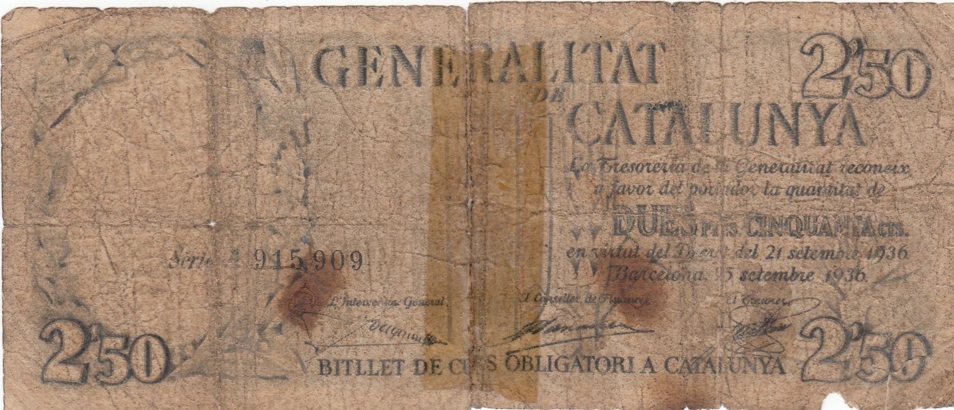 imagen-13-16486.jpg CRBL0197 BILLETE LOCAL CATALUÑA 2,5 PESETAS 1936 MC - Imagen 1