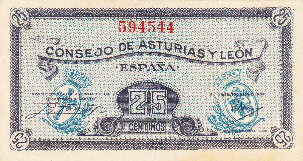 imagen-13-16491.jpg CRBL0113 BILLETE LOCAL ASTURIAS 25 CTS 1937 MBC - Imagen 1