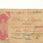 CRBL0121 BILLETE LOCAL BILBAO 5 PESETAS 1936 MC
