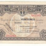 CRBL0129 BILLETE LOCAL BILBAO 25 PESETAS 1937 MBC+