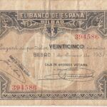 CRBL0137 BILLETE LOCAL BILBAO 25 PESETAS 1937 BC