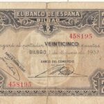 CRBL0138 BILLETE LOCAL BILBAO 25 PESETAS 1937 BC