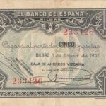 CRBL0145 BILLETE LOCAL BILBAO 5 PESETAS 1937 MBC