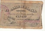 CRBL0148 BIILLETE LOCAL SANTANDER 5 PESETAS 1936 MC