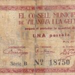 CRBL0157  BILLETE LOCAL VILANOVA I LA GELTRU 1 PESETA 1937 MC
