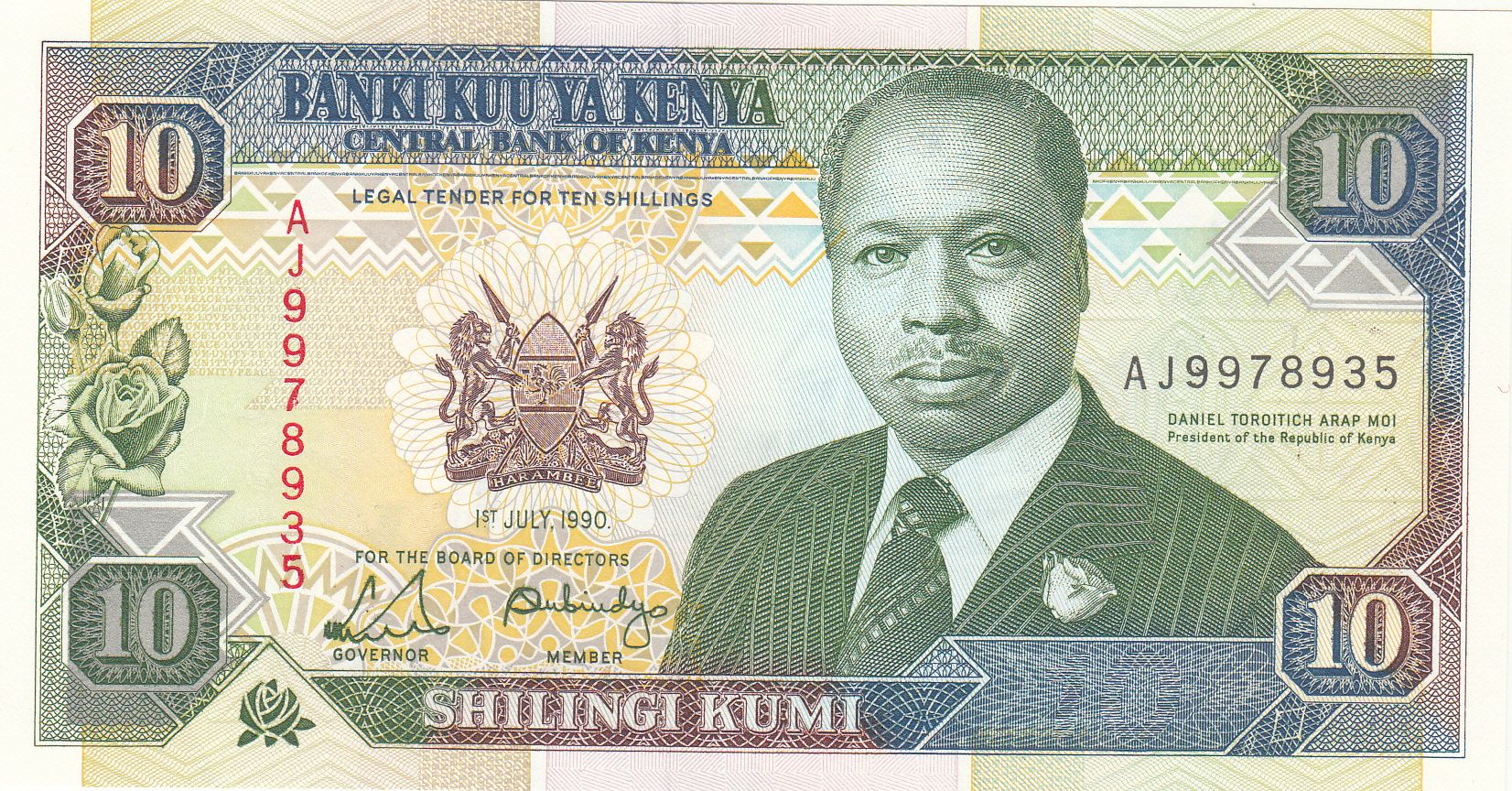 imagen-13-16579.jpg BILLETE KENIA 10 SHILLING 1990 P-24b SIN CIRCULAR - Imagen 1