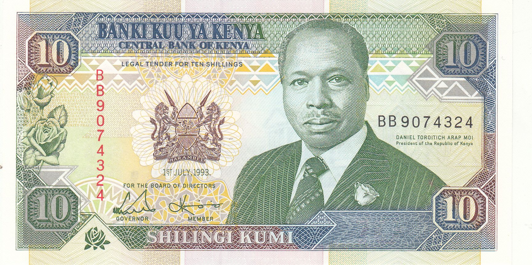 imagen-13-16602.jpg BILLETE KENIA 10 SHILLING 1993 P-24e SIN CIRCULAR - Imagen 1