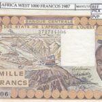 BILLETE AFRICA OCC. 1.000 FRANCOS 1987 P-710 Kf MBC+