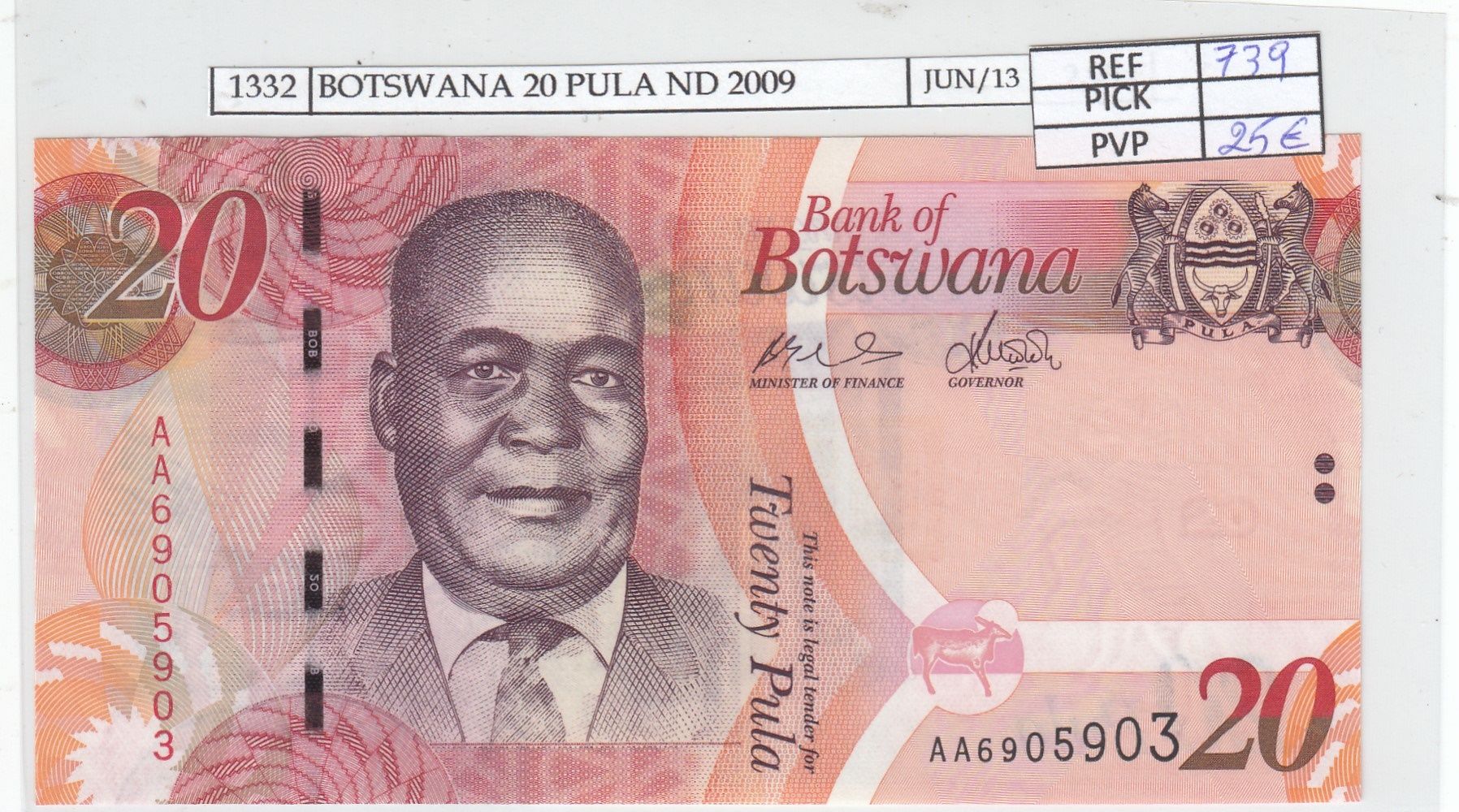 imagen-13-16676.jpg BILLETE BOTSWANA 20 PULA 2009 SIN CIRCULAR - Imagen 1