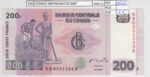 BILLETE CONGO 200 FRANCOS 2007 P-99a.2 SIN CIRCULAR