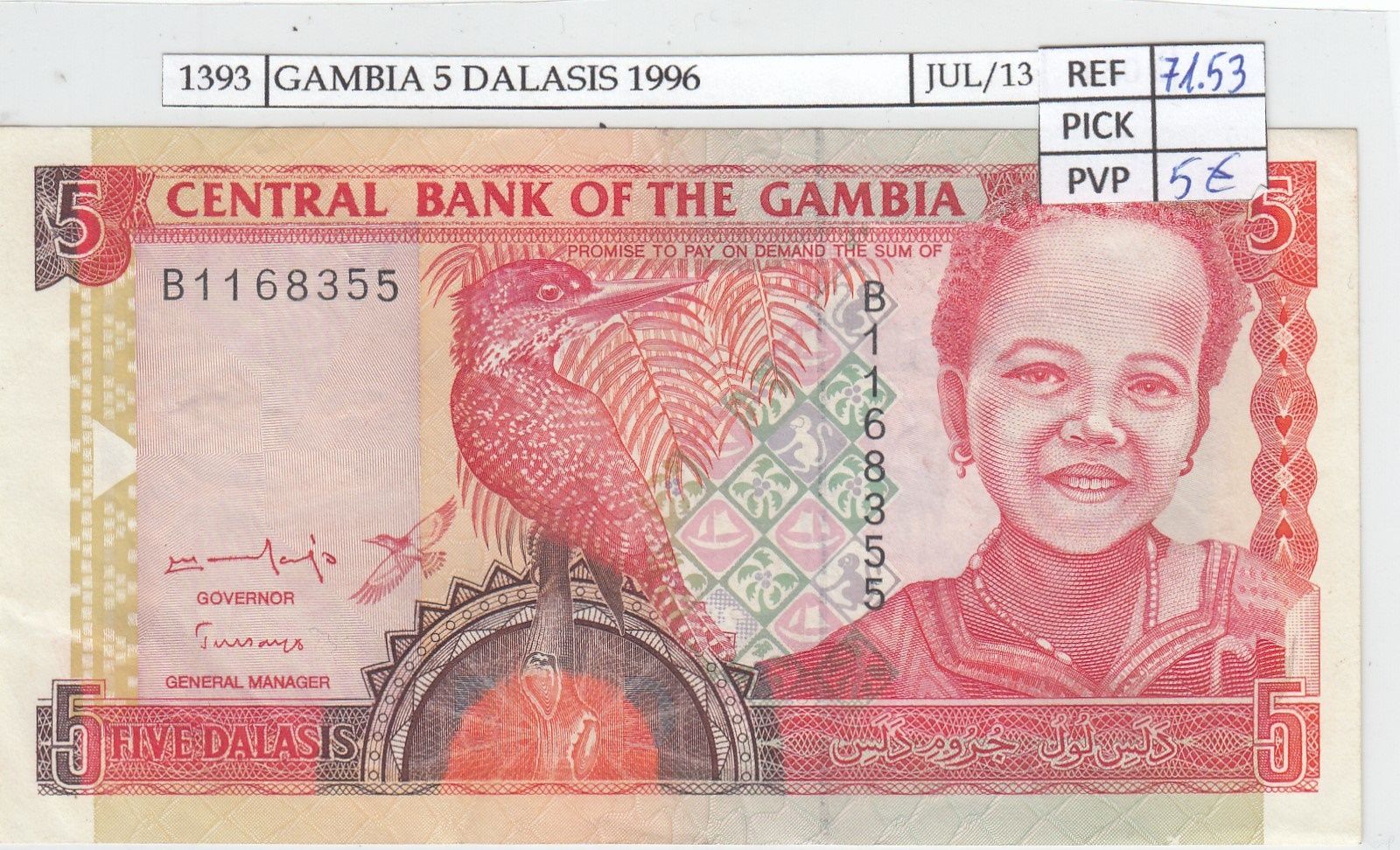 imagen-13-16786.jpg BILLETE GAMBIA 5 DALASIS 1996 P-16a SIN CIRCULAR - Imagen 1