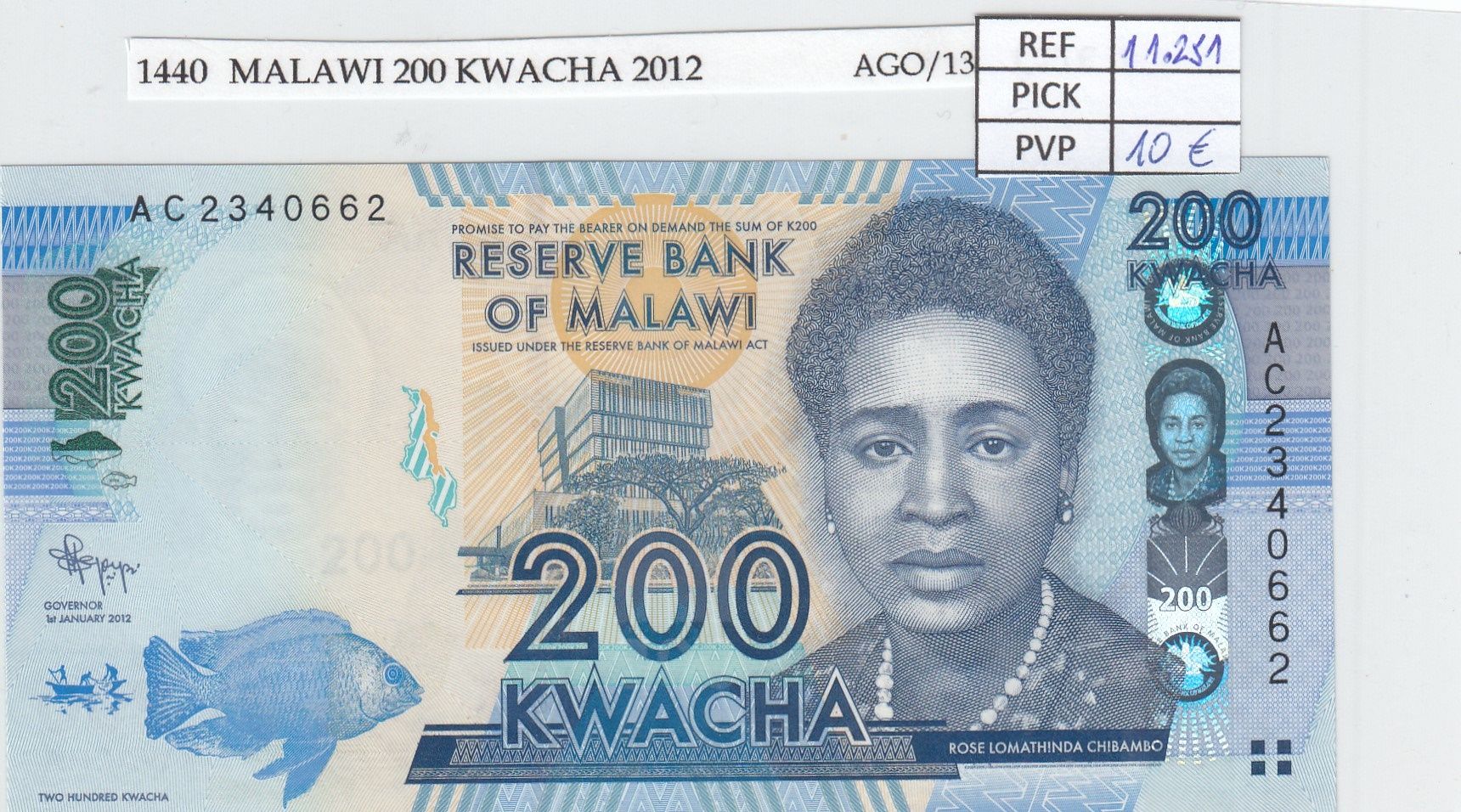 imagen-13-16789.jpg BILLETE MALAWI 200 KWACHA 2012 P-60a SIN CIRCULAR - Imagen 1