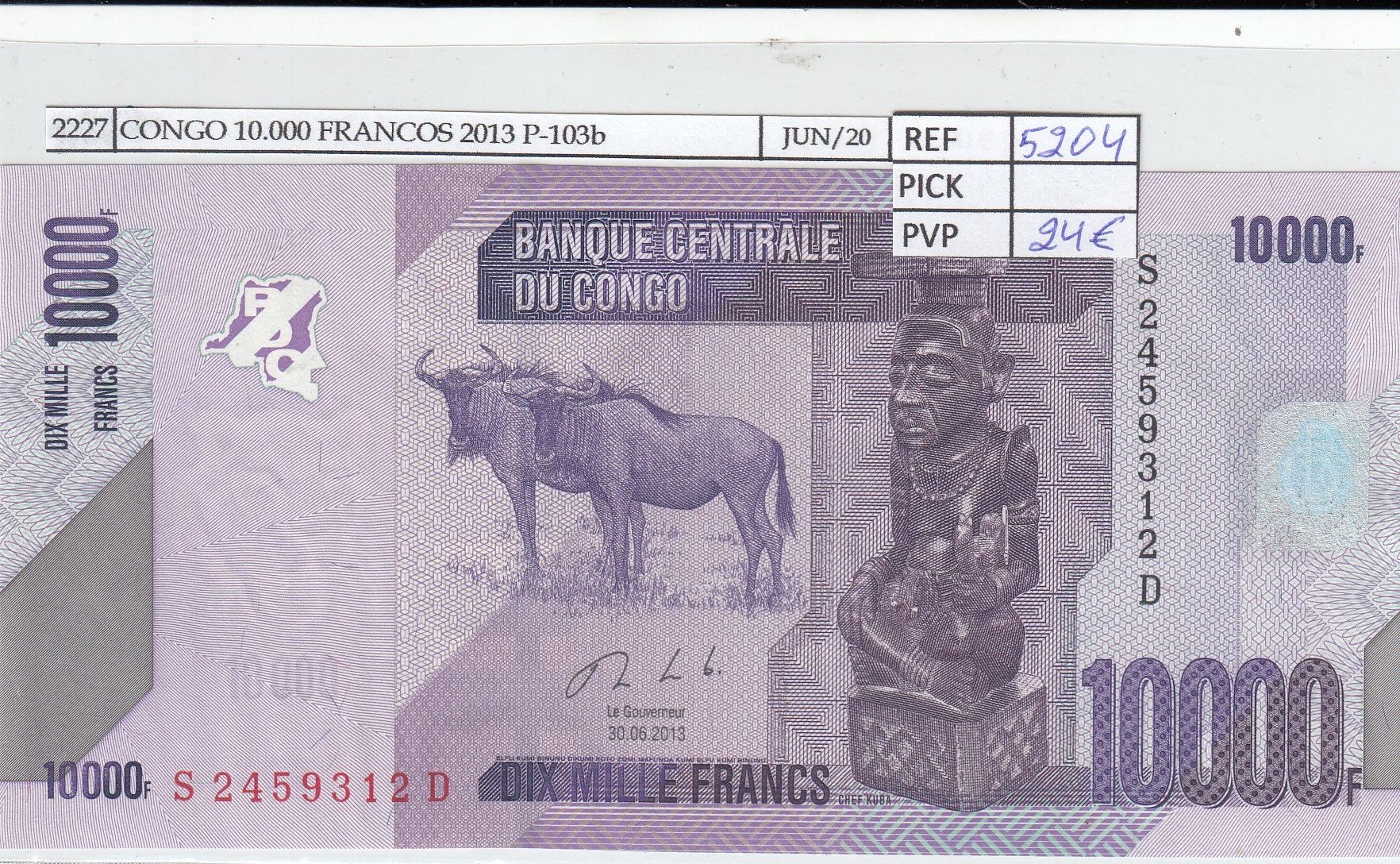 imagen-13-16836.jpg BILLETE CONGO 10.000 FRANCOS 2013 P-103b SIN CIRCULAR - Imagen 1