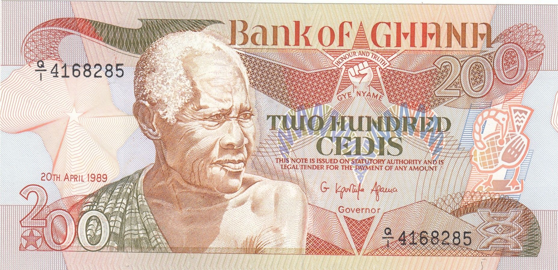 imagen-13-16838.jpg BILLETE GHANA 200 CEDIS 1989 P-27b.1 SIN CIRCULAR - Imagen 1