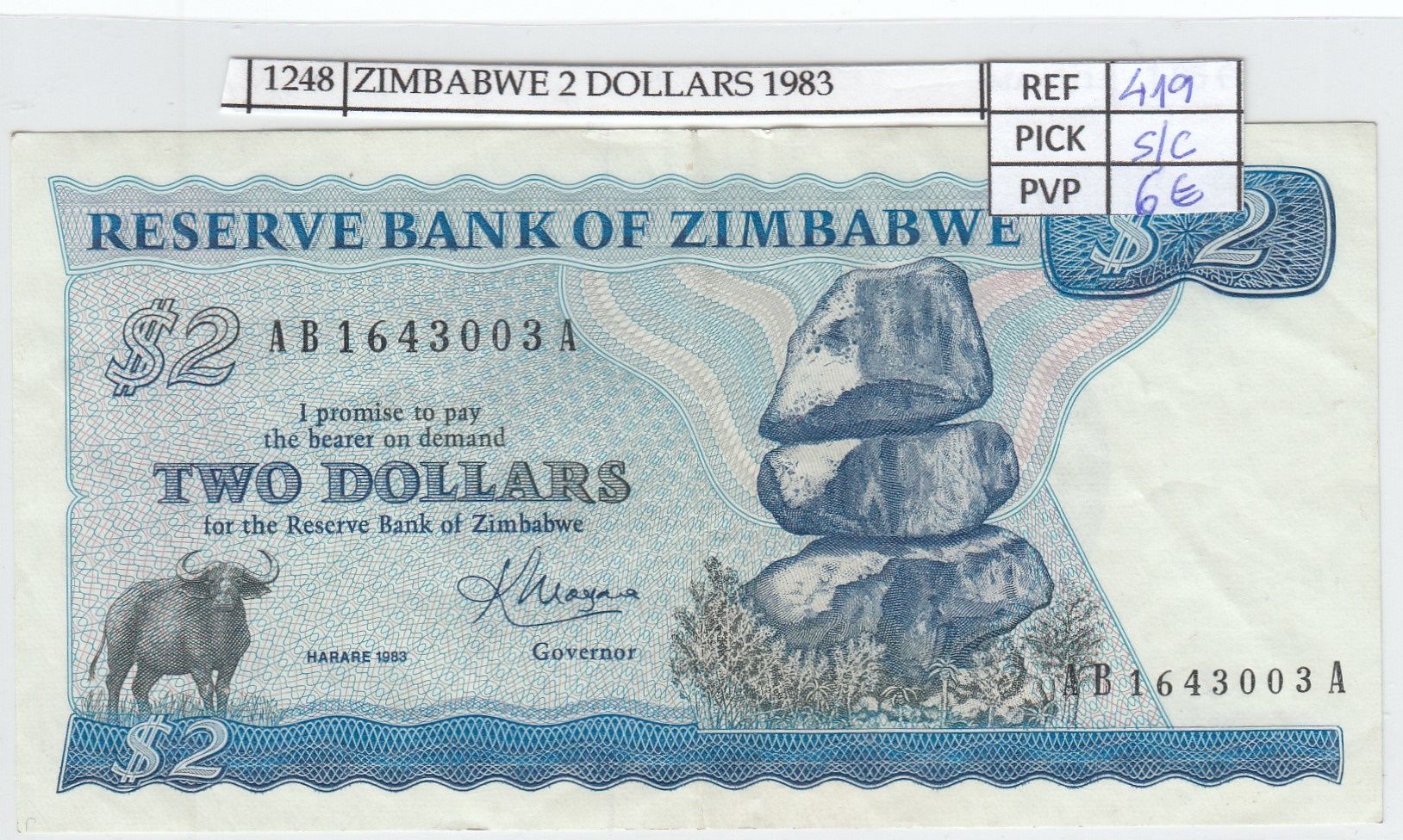 imagen-13-17023.jpg BILLETE ZIMBABWE 2 DOLARES 1983 P-1b SIN CIRCULAR - Imagen 1
