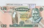 BILLETE ZAMBIA 20 KWACHA 1986 P-27e SIN CIRCULAR