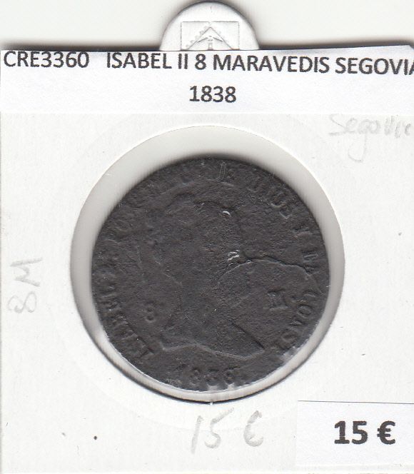 imagen-13-17189.jpg CRE3360 MONEDA ESPAÑA ISABEL II 8 MARAVEDIS SEGOVIA 1838 - Imagen 1